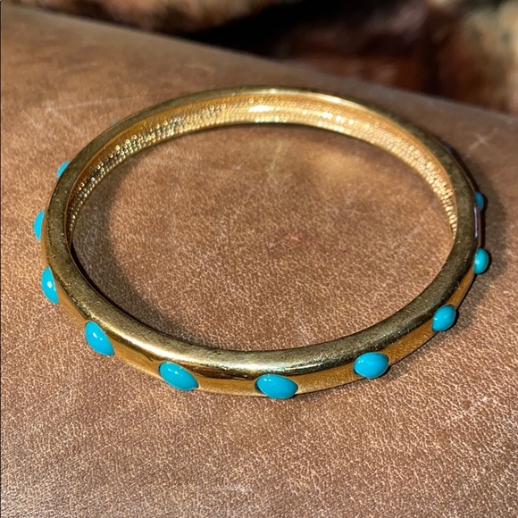 J. Crew Jewelry - J. Crew Bangle Gold-Tone & Greenish-Blueish Stones
